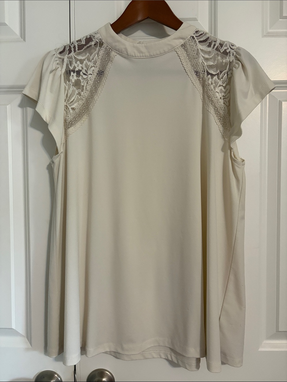 torrid Cream Lace Shoulder Flutter Sleeve Tunic